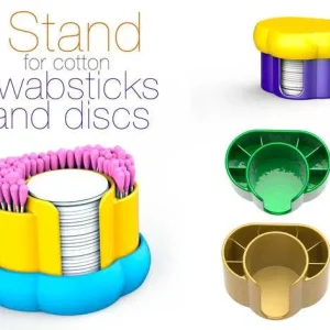 Suporte para Cotonetes e Discos de Algodão – Impresso em 3D | Organização de Casa de Banho