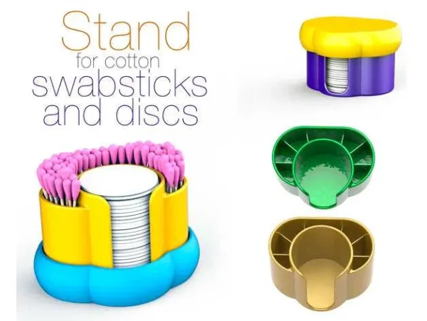 Suporte para Cotonetes e Discos de Algodão – Impresso em 3D | Organização de Casa de Banho